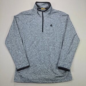Rugby University Mens Quarter Zip Pullover Grey Heather Extreme Stretch Size M